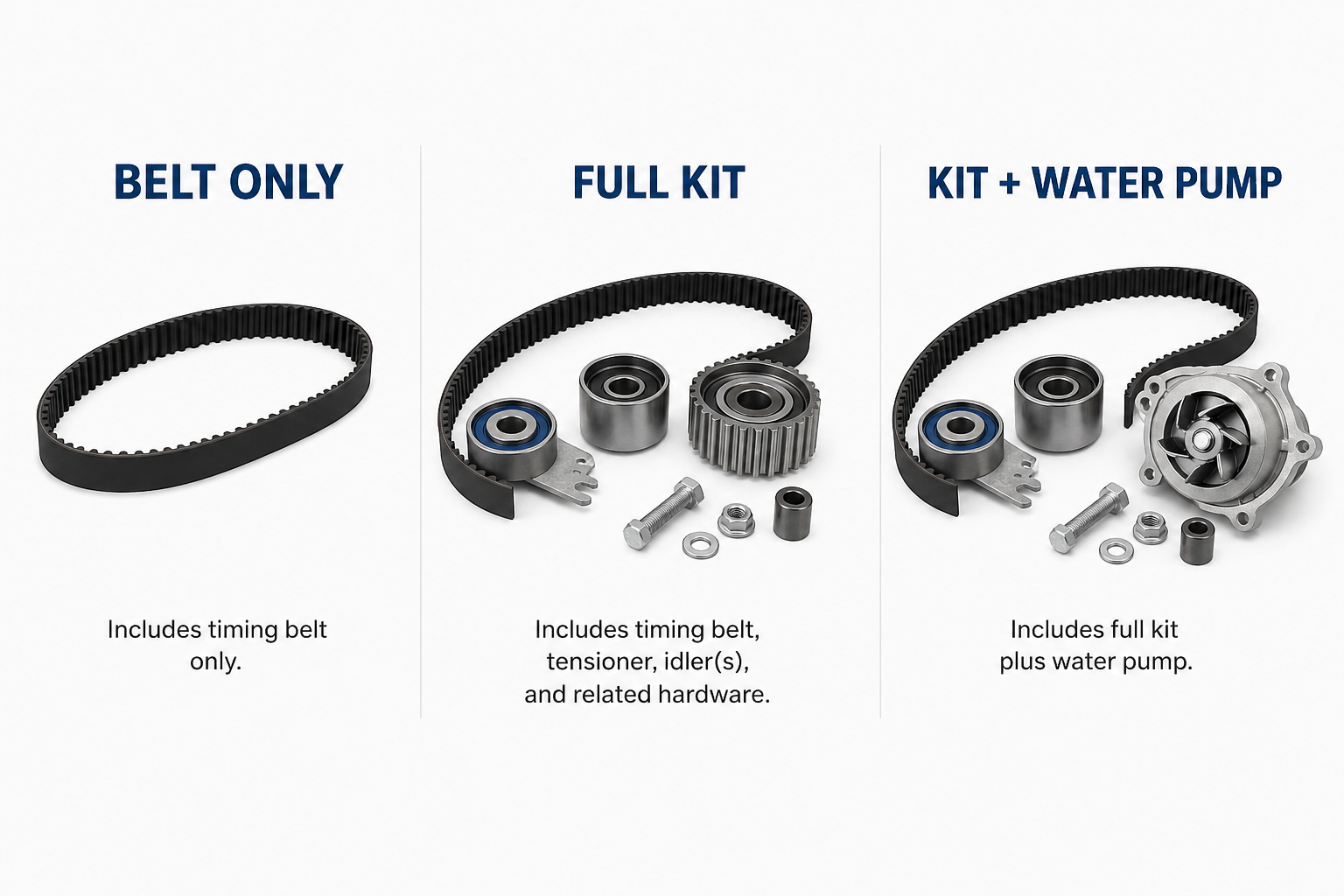 Automotive timing belt options comparison