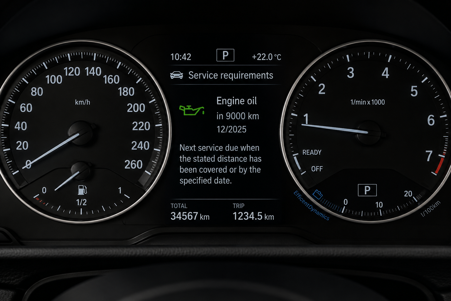 BMW dashboard service reminder display